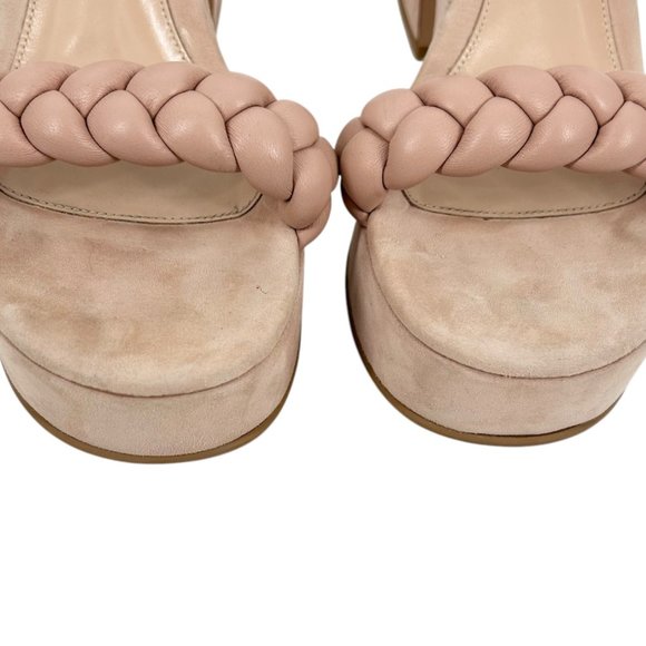 Gianvito Rossi Blush Braided Strap Suede Leather Platform Heel Sandals - Picture 5 of 14